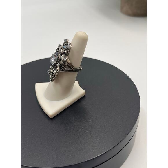 Anne Koplik Designs Chunky
Silver Tone Faceted Stone Ring Statement Adjustable - Picture 7 of 7